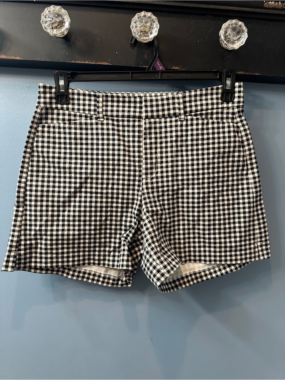 Old Navy High Rise Pixie Shorts Sz 8 Black White Gingham Secret Smooth Pockets